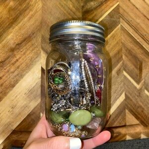 Assorted Jewelry in Mason Jar